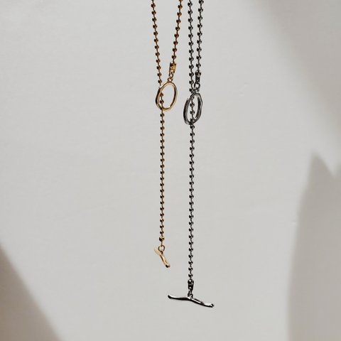 Y Line Ballchain Necklace YラインY字ボールチェーンラリアットネックレスゴールド シルバー サージカルステンレス ニッケルフリー シンプル 金属アレルギー対応