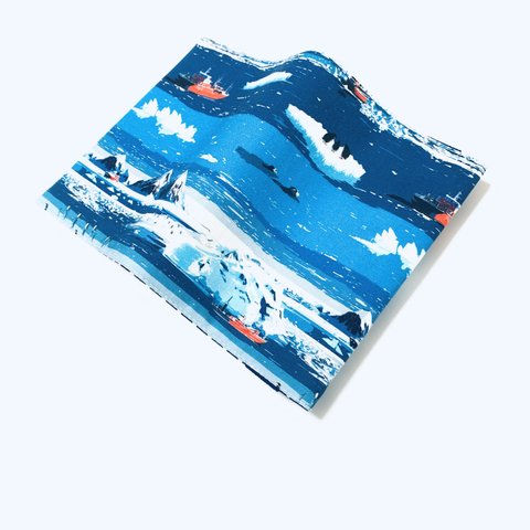 ブックカバー 文庫本サイズ　インポート生地　南極