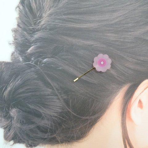 ピンクのお花のヘアピン（G）