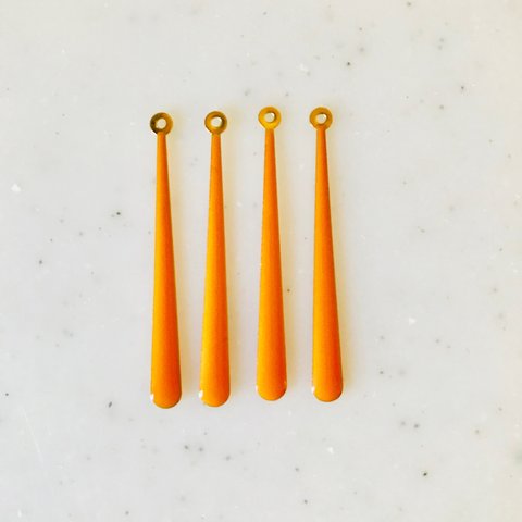 Orange Enameled Long Drop Pendant Tops