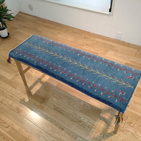 ペルシャ　ギャッベ　ミニランナー　115×41cm 青　生命の木　RD9703