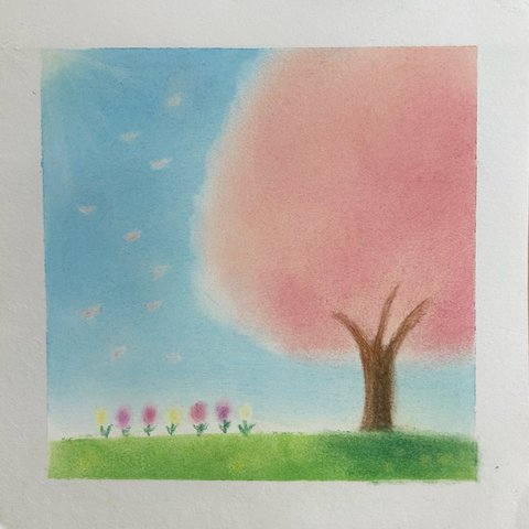 パステルアート　「春ー桜」