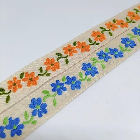 2m チロリアンテープ MOKUBA 花柄 チロルリボン 刺繍 昭和 レトロ ハンドメイド資材