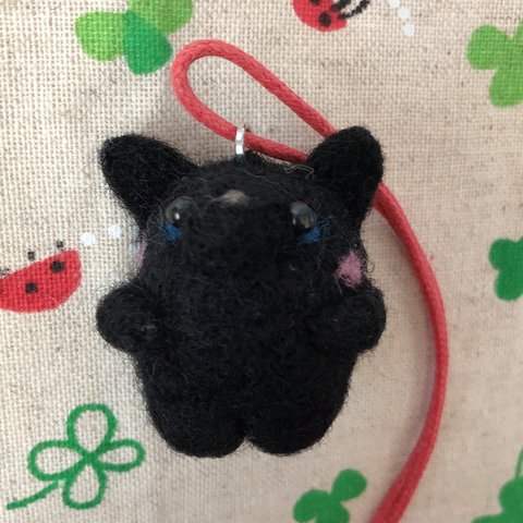 猫　ストラップ🐱黒猫　羊毛フェルト