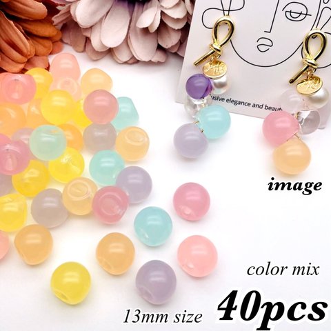 【9/13再販 色の変更有】ハンドメイド応援価格♪【13㎜ size】【mix40pcs】【brsr7113acrc】POP！カラフル♡キャンディー鈴丸ビーズ　