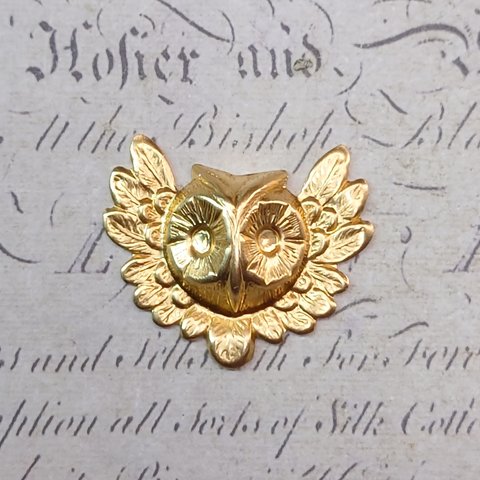 BEHOLD− 梟 紋章 真鍮製 1個  鳥 フクロウ アメリカ製   スタンピング ヴィンテージ風