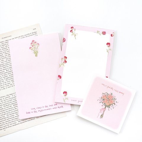 メモパッド デザインペーパー 90枚set 《pink rose》 [P236]
