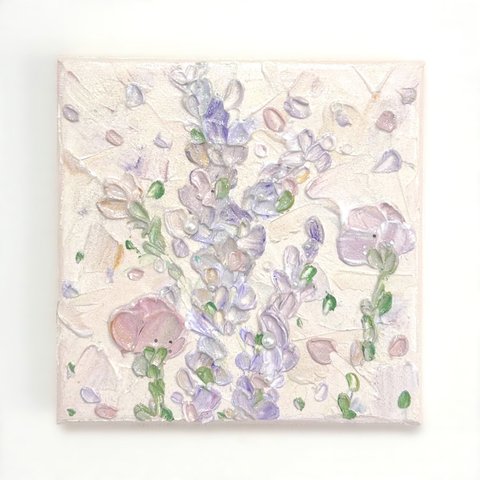 「flowers」  ミニアート　テクスチャーアート　アクリル画　アート　インテリアアート　抽象画　現代アート　母の日