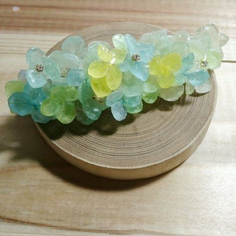 紫陽花バレッタ/  メロンソーダ(受注)