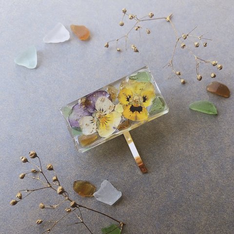 《ポニーフック》viola & sea glass square pony hook ∗︎*ﾟ