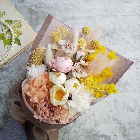 Swag bouquet ＜French yellow＞＊春スワッグ＊スワッグブーケ＊母の日ミモザ＊スプリングスワッグ＊フラワーギフト母の日＊母の日花＊結婚祝い＊母の日スワッグ＊玄関＊母の日ギフト