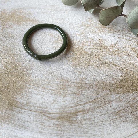 slim glass ring khaki 約11号