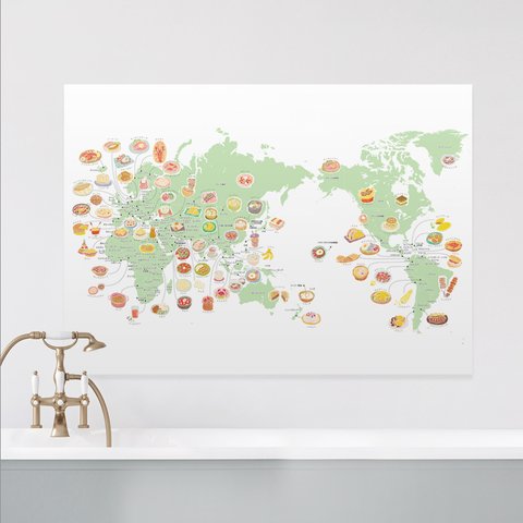 【お風呂ポスター】くいしんぼうさんの「世界地図」