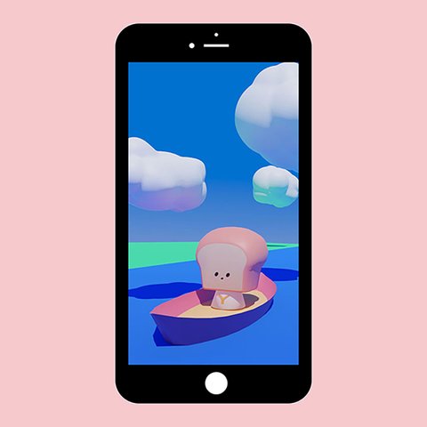 スマホ壁紙 「川と山食くん」3D