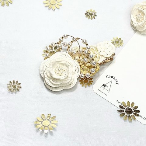 mizuhiki White and gold hairpin 水引　白×金　ヘアピン