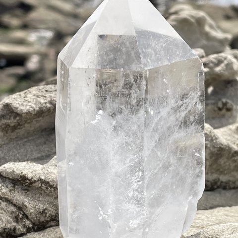 Satyaloka Clear Azeztulite™ Altar Stone Natural Prismatic Crystal HEAVEN&EARTH 