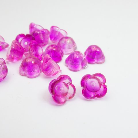 ＊15個入り＊ ガラス フラワー ビーズキャップ 11.5mm ピンク 花 パーツ キャップbc037