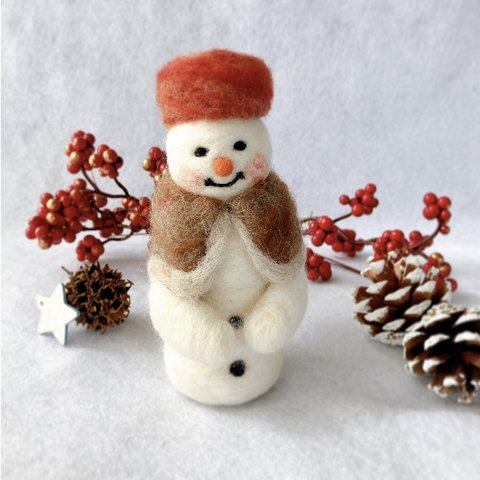 ❄️冬支度の雪だるまオブジェ❄️羊毛フェルト　クリスマス飾り
