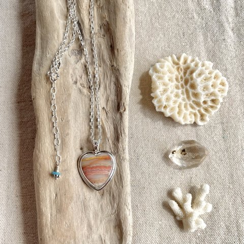  《silver925》 pink stripe ✼ lace agate necklace ❃