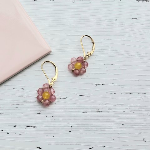 14kgf ピンクデイジーピアス🌼