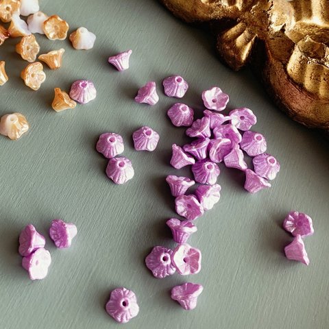 【20コセット】#czech beads#チェコビーズ　bell flower 7✖️4㍉ luster lavender