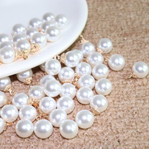 12mm 6個☆レースキャップ付きパール