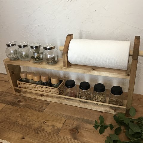 2段kitchen paper shelf long  BB キッチンペーパー スパイスラック