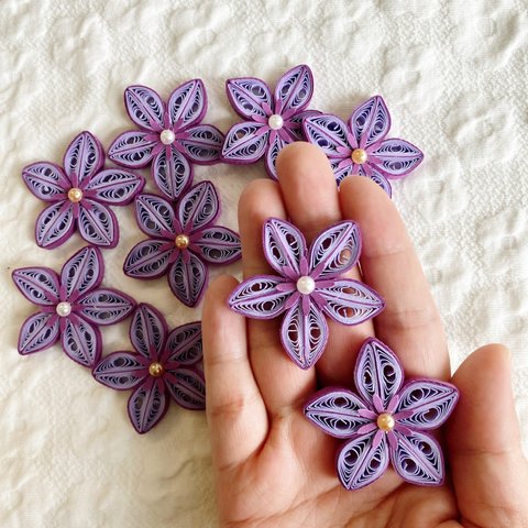 ペーパークイリング　紫のお花のパーツセット