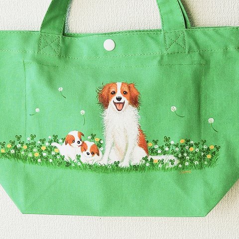 手描き　コイケル犬　キャンバストートバッグ