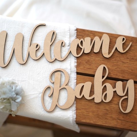 木製［送料込］レターバナー ［ Welcome Baby ］ジャストボーン ニューボーンフォト セルフフォト NewBorn 撮影小物 ベビーシャワー