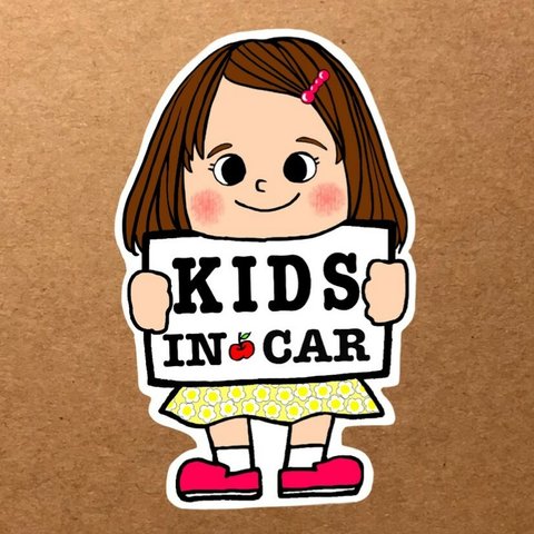 キッズインカーマグネットステッカー【セミロング女の子】