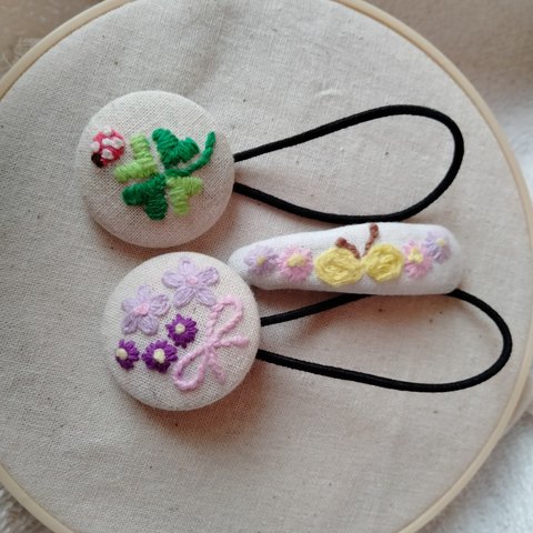 手刺繍！ヘアゴム＆ヘアピンセット