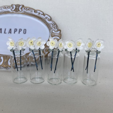 布花髪飾り・ALAPPOの布花ミニヘアピンセット・白
