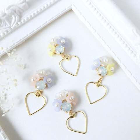 再販《pink》heart＊bouquet earring/pierce