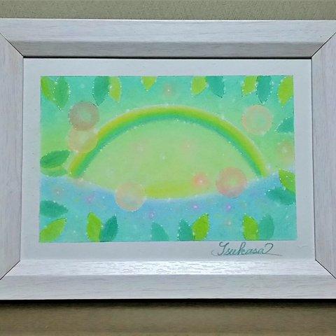 パステルアート　Green Morning　森の朝　パステル原画