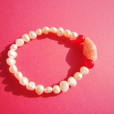 Pink Opal　&　Pearl　ブレスレット