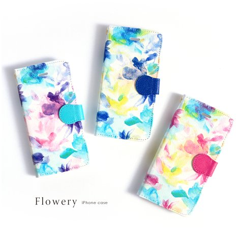  iPhone 手帳型スマホケース 【flowery】