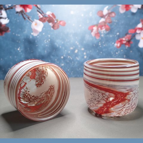 ロックグラス紅白スパイラル2個セット　Spiral Rocks Glass Set of 2 