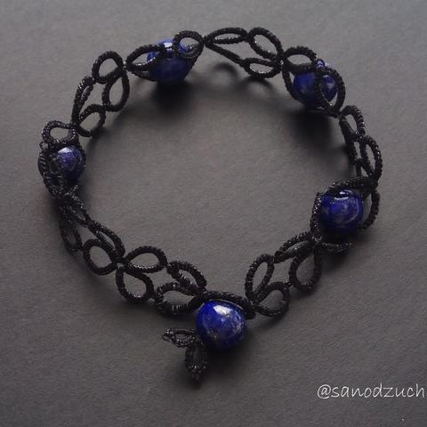 tatting lace bracelet lapis lazuli