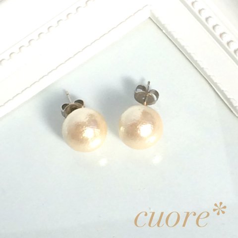 【再販×2♡】一粒コットンパールのピアス