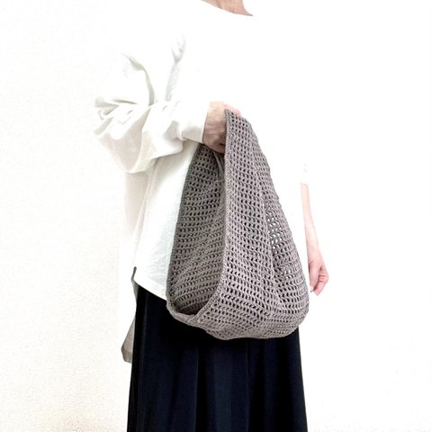 【送料無料】♬スーパー袋みたいな手編みエコバッグ♬ 手編みバッグ