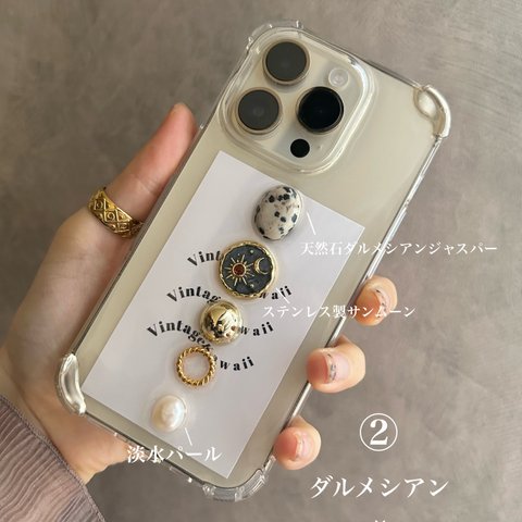 iPhoneケース　スマホケース　天然石　アンティーク➖No.6➖