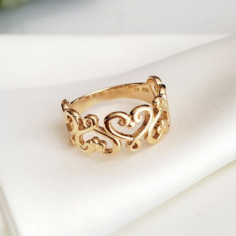 美しいアラベスク調のハートデザインリングRS-51 gold Ring