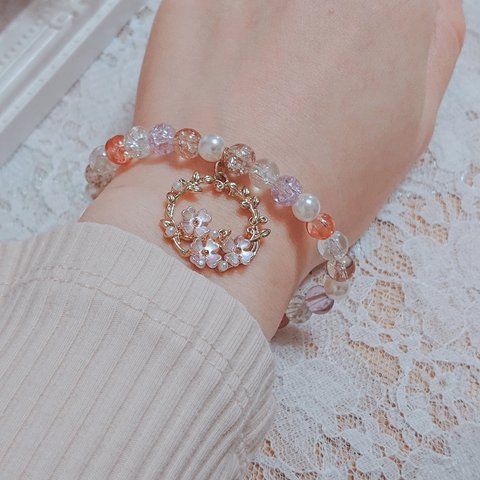  桜🌸 春爛漫 パステルカラー 上品 フェミニン  Princess ブレスレット