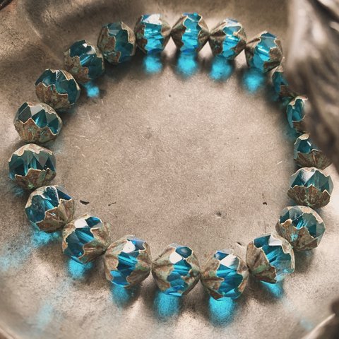 【1連20コセット】JIRI＊IVANA#czech beads#チェコビーズ　central cut10✖️11㍉　marine blue/ picasso