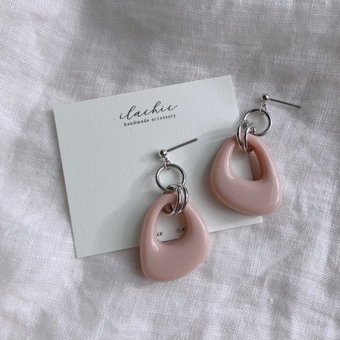 ワンカラーシルバーリングピアス/イヤリング