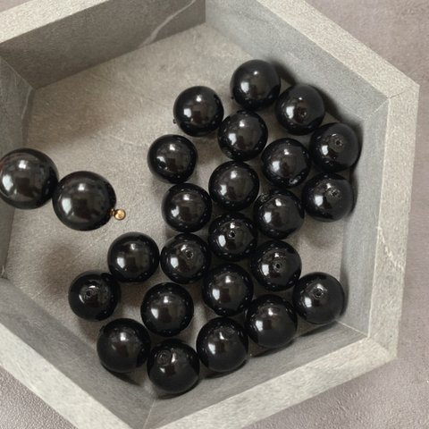 12pcs 10ミリ ブラックビーズ ガラスビーズ