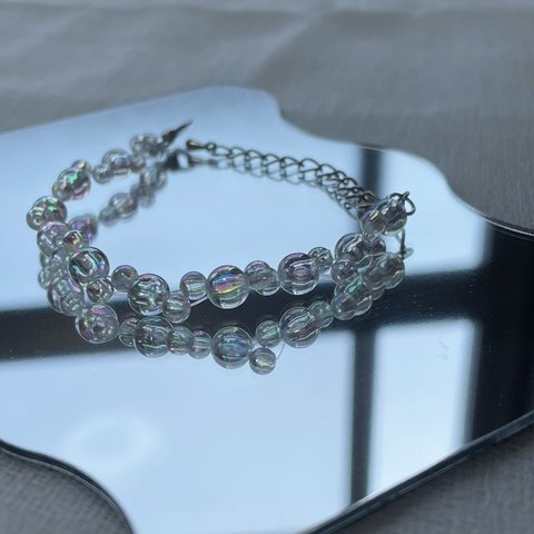 ＊Clear bees simple bracelet＊　シャボン玉　ブレスレット　透明　クリア　ビーズ　シンプル　シルバー