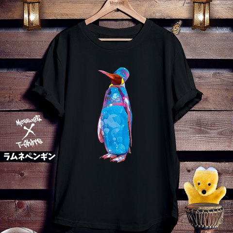 ペンギンドリンク黒Tシャツ「ラムネペンギン」