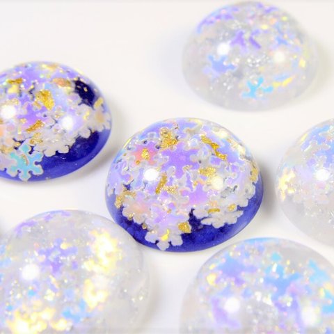 雪の華　樹脂パーツ　ブルー５個セット　ハンドメイド素材